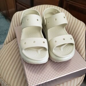 CROCS Women's Platform Sandals in Ivory/Cream